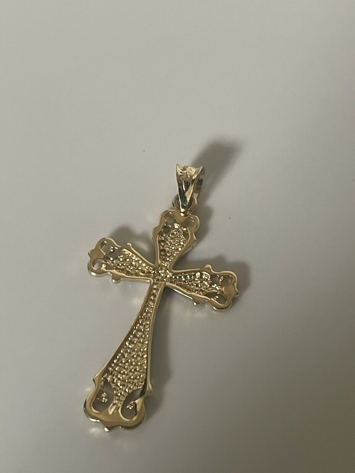 14k Two Tone Gold Cross Pendant - image 3