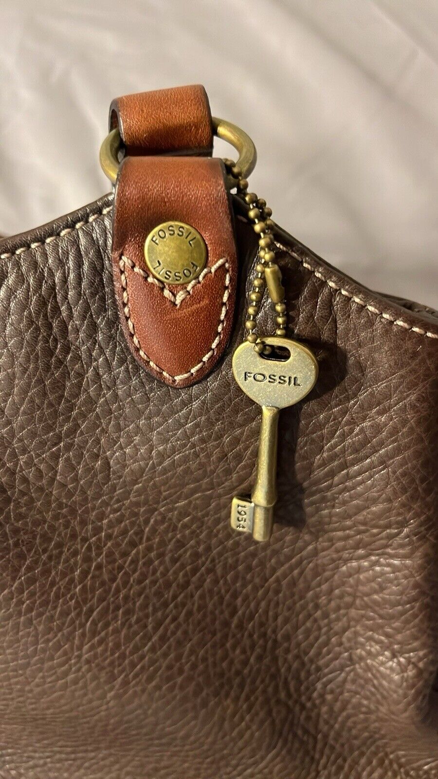 Fossil Leather Purse Chocolate Brown and Cognac - image 8