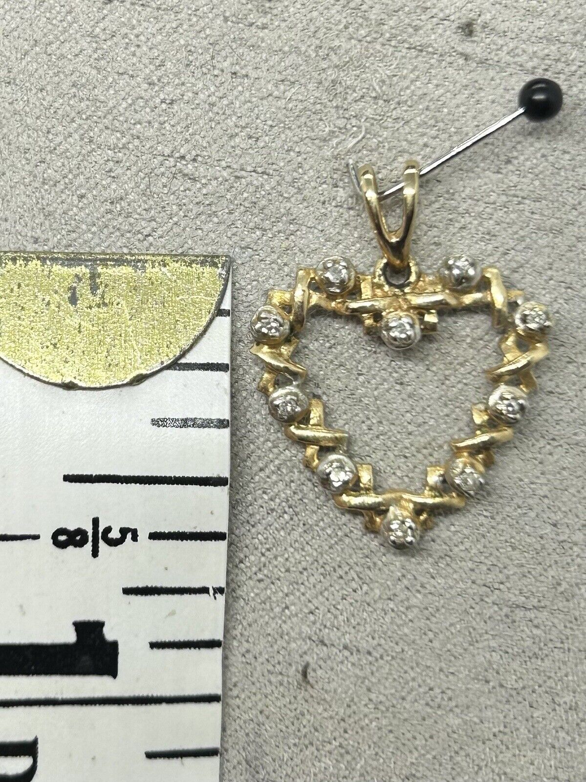 Estate 10k Yellow Gold Diamond Twisted Love Heart… - image 4