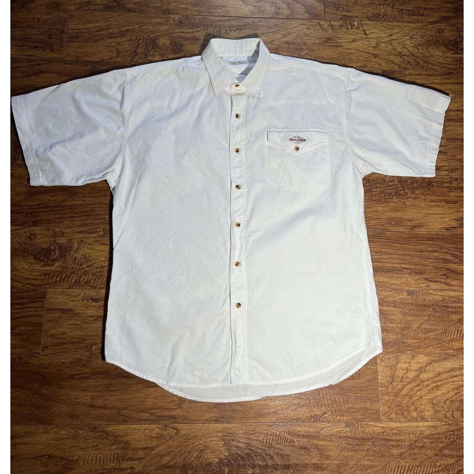 Bugle Boy Vtg Men Button Up Shirt XL White Logo E… - image 1