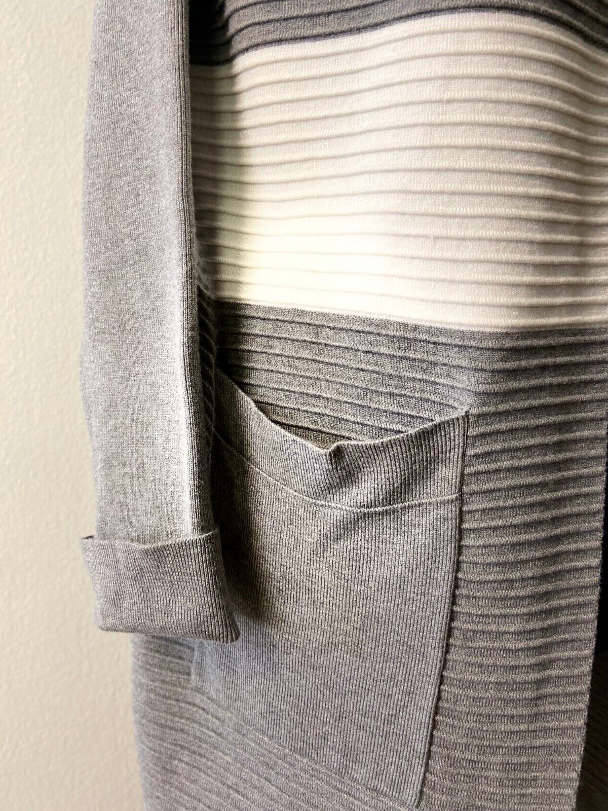 Vintage 90s Gray Open Front Sweater Coat | Soft G… - image 6