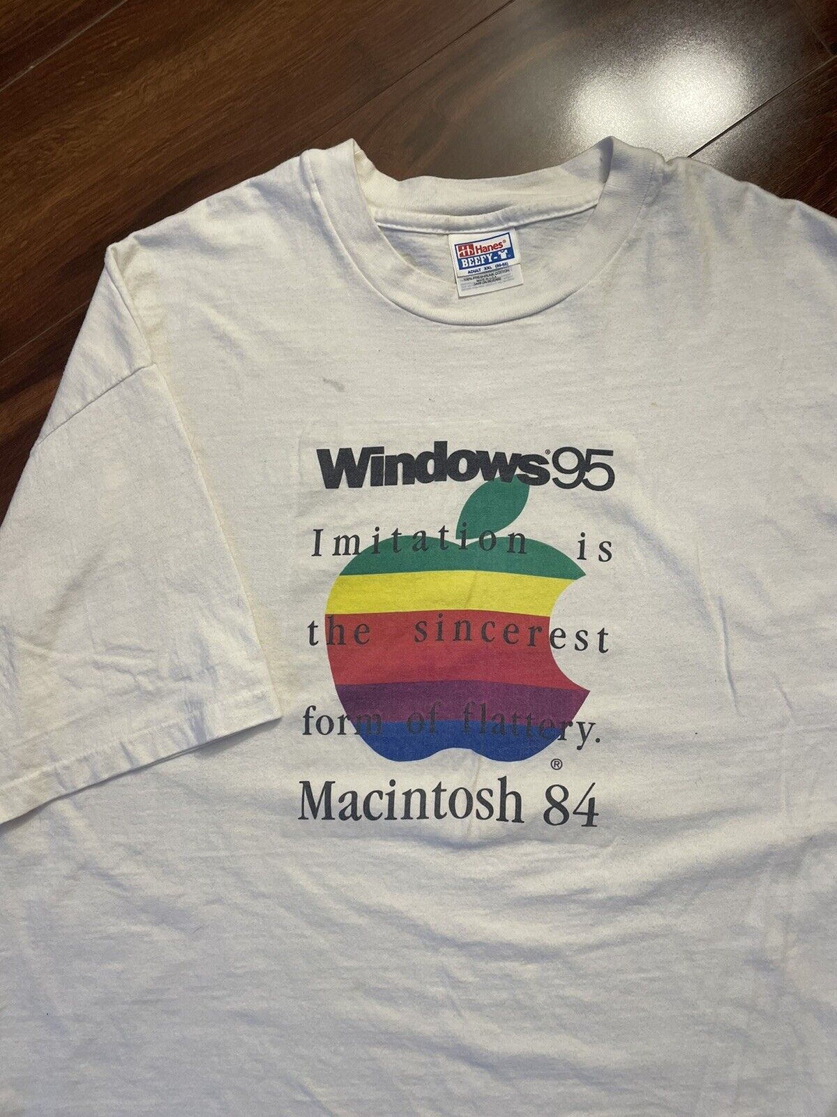 VTG 90s Apple Macintosh Mac 84 Windows 95 SS T-Sh… - image 5