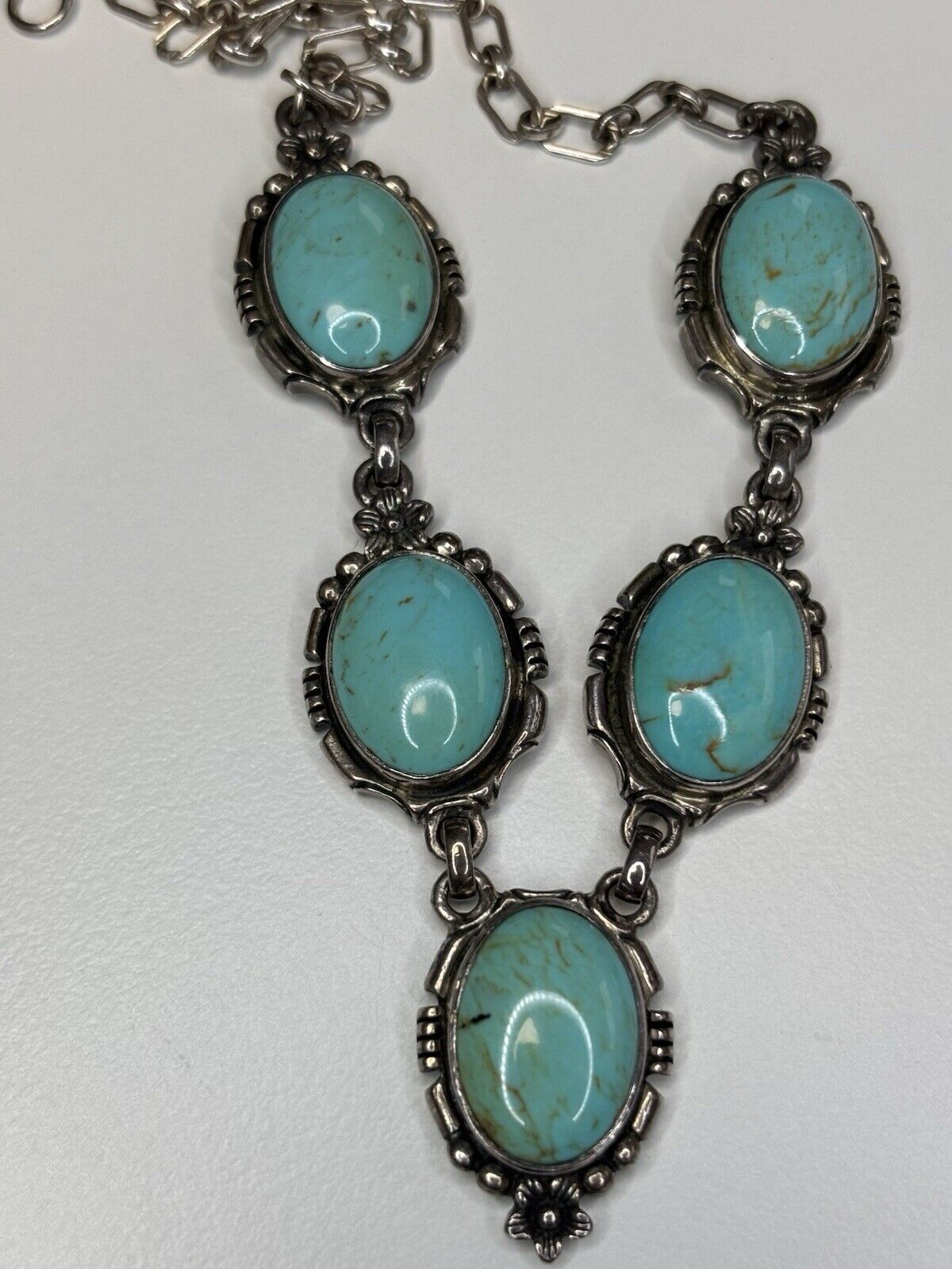 Carol Felley Necklace Turquoise Silver Vintage Na… - image 10