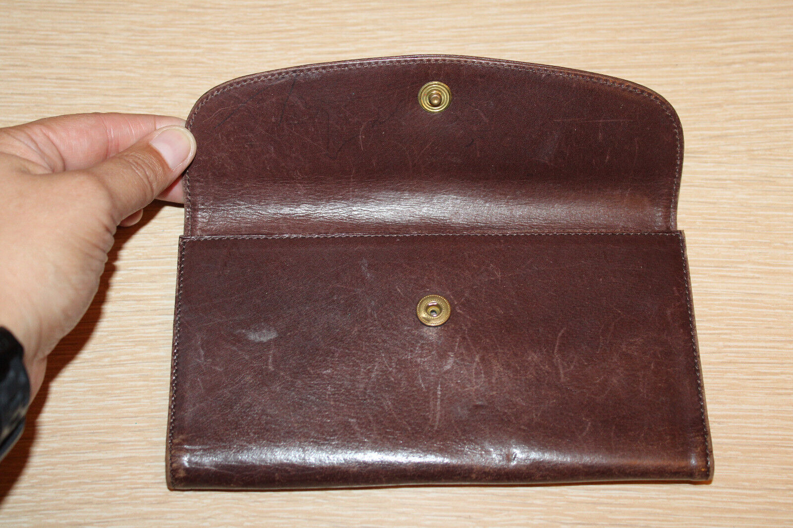 COACH Water Buffalo Brown Leather Envelope Snap W… - image 8