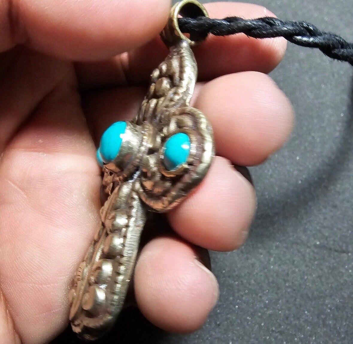 Southwestern Style Ornate Coin Silver And Turquoi… - image 4