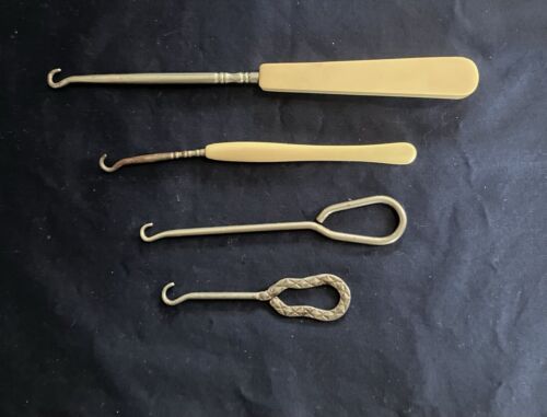 Four Antique Shoe Button Hooks - image 1