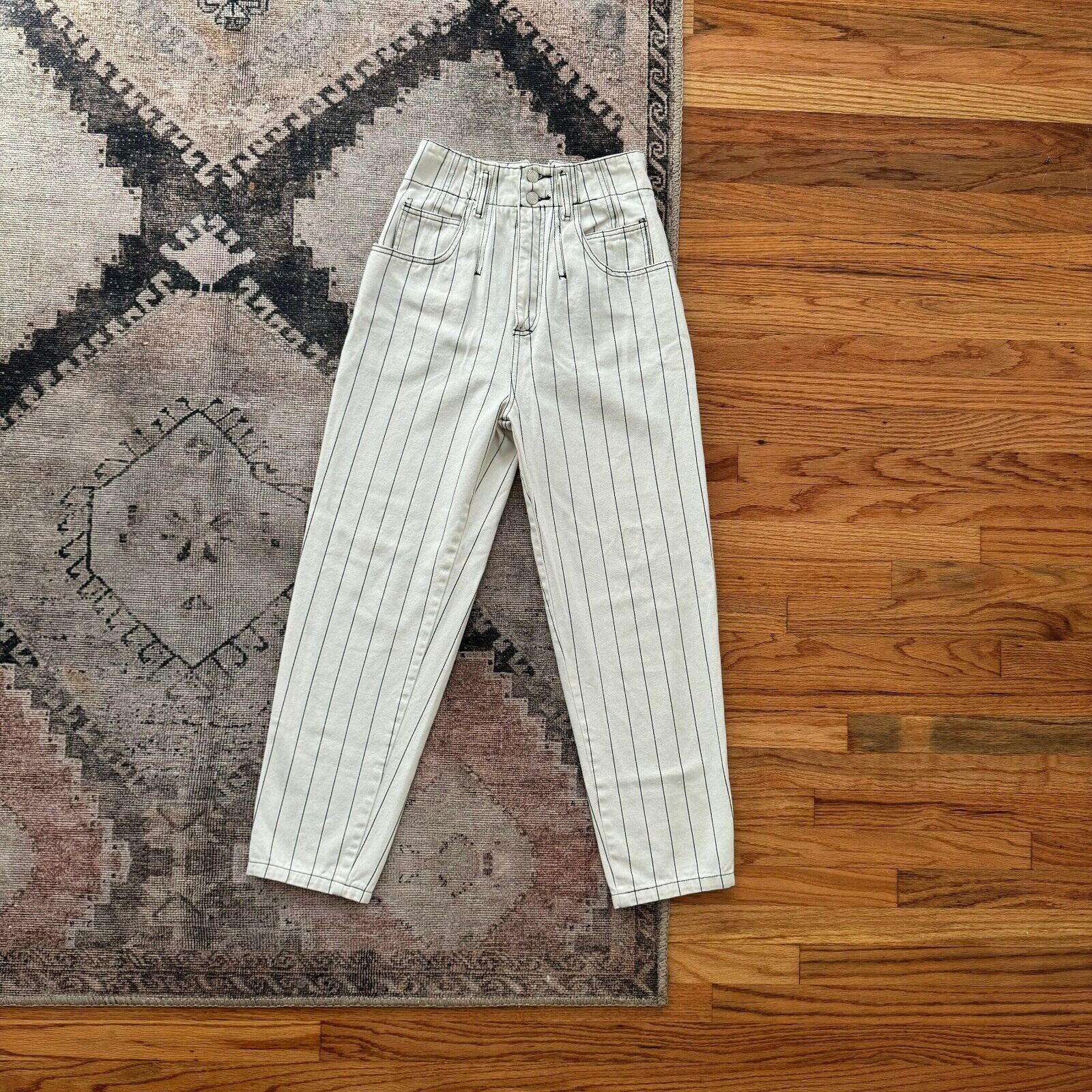 Vintage 1990s Women's High Waisted Striped Jeans,… - image 1