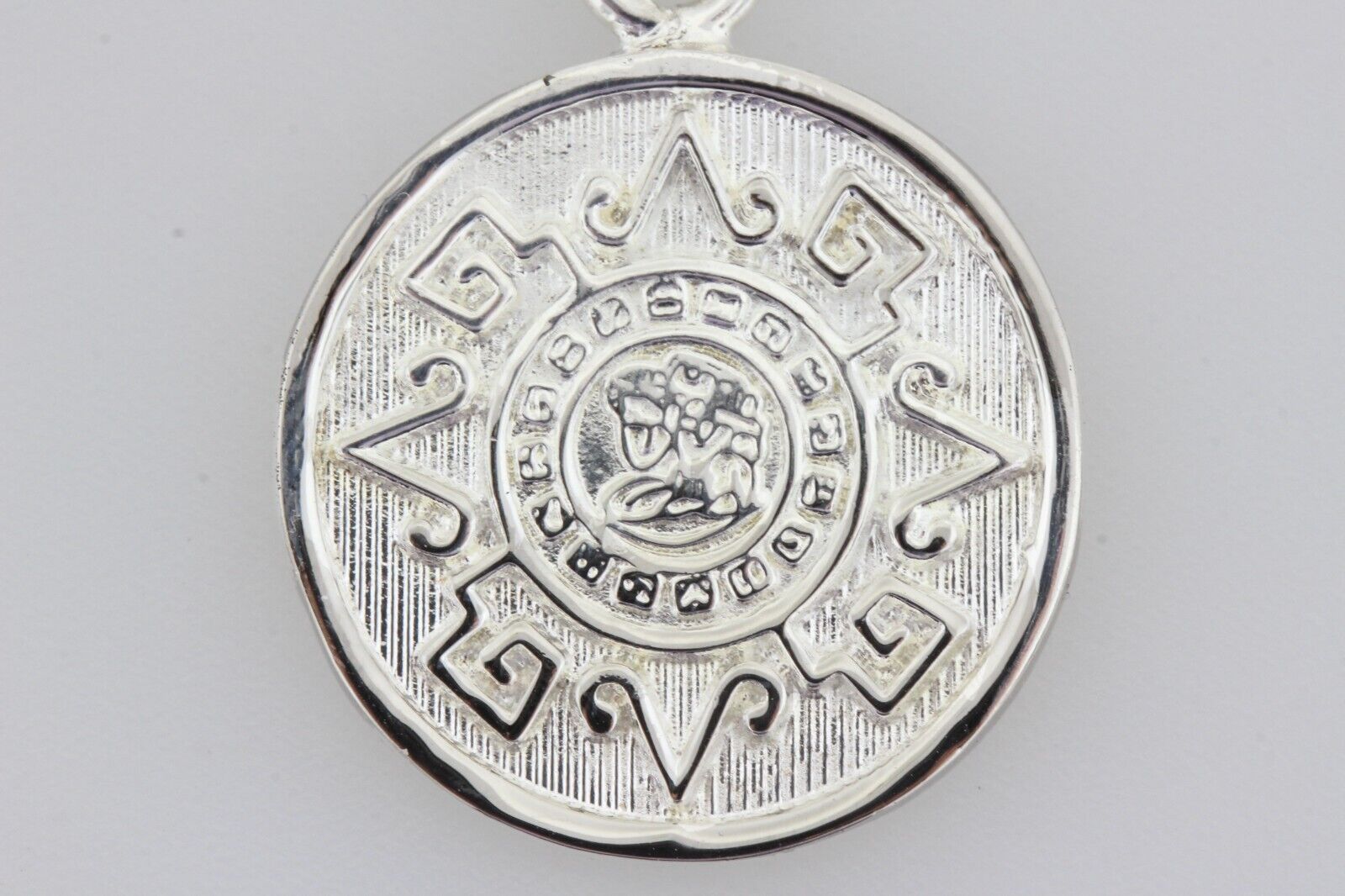 Sterling Silver 925 Aztec Maya Solar Calendar Sun… - image 7