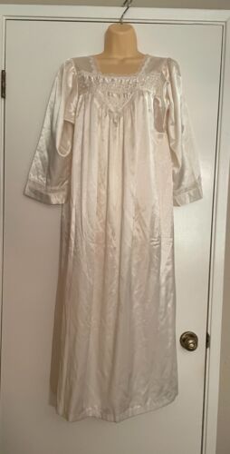 Vtg CHRISTIAN DIOR SATIN Long Nightgown Gown Shin… - image 1