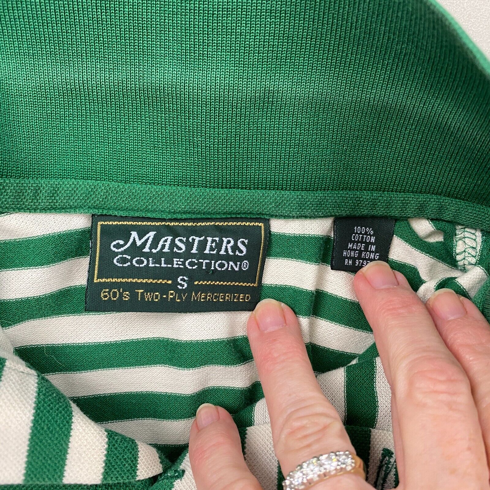 Masters Golf Polo Shirt Mens Small Striped Green … - image 11