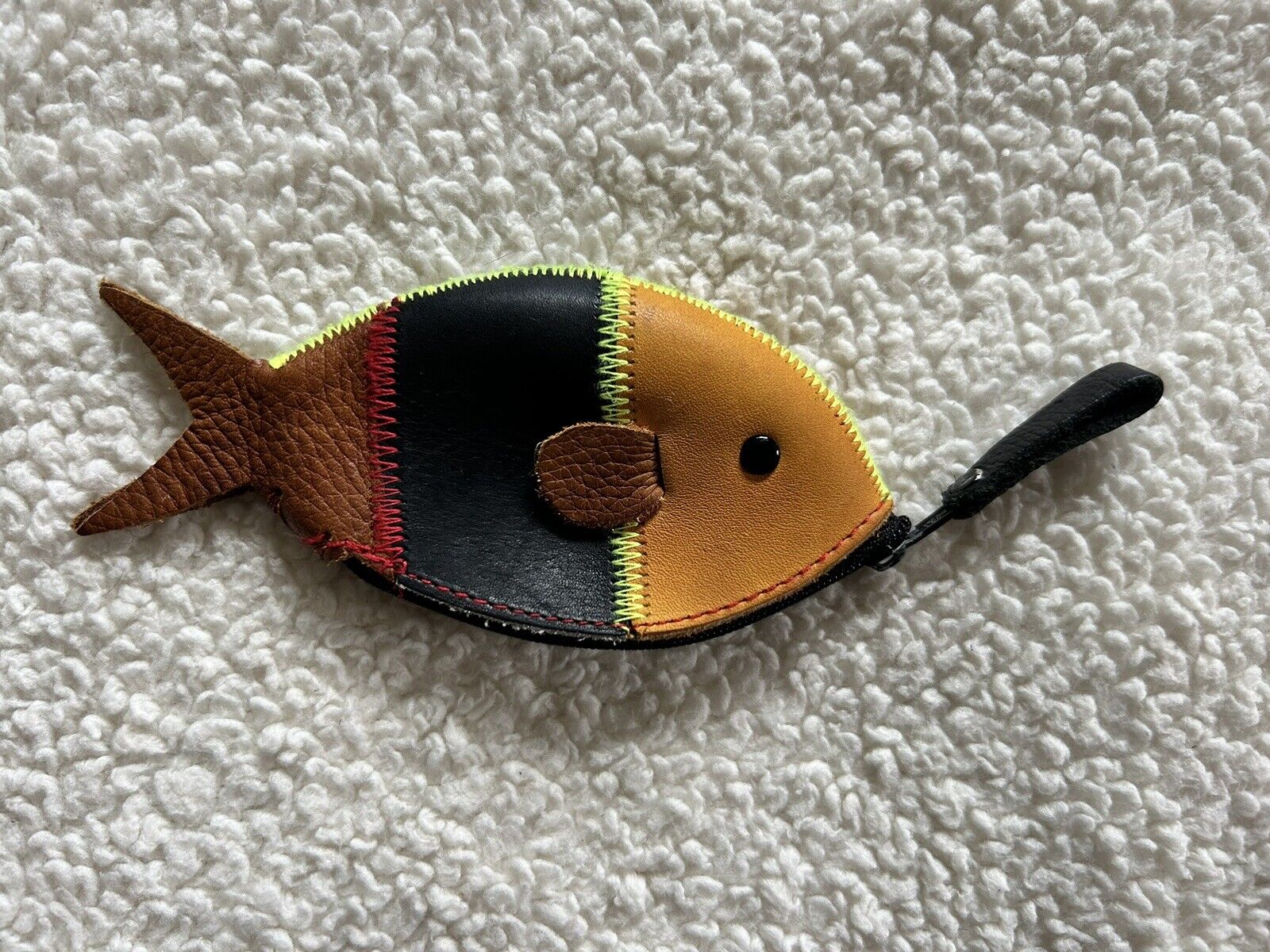 Coin purse, handmade, vintage, leather, fish desi… - image 2