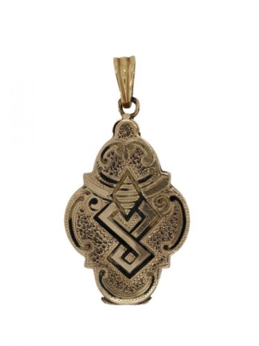 ANTIQUE 14 CARAT GOLD MEDALLION PENDANT WITH ENAME