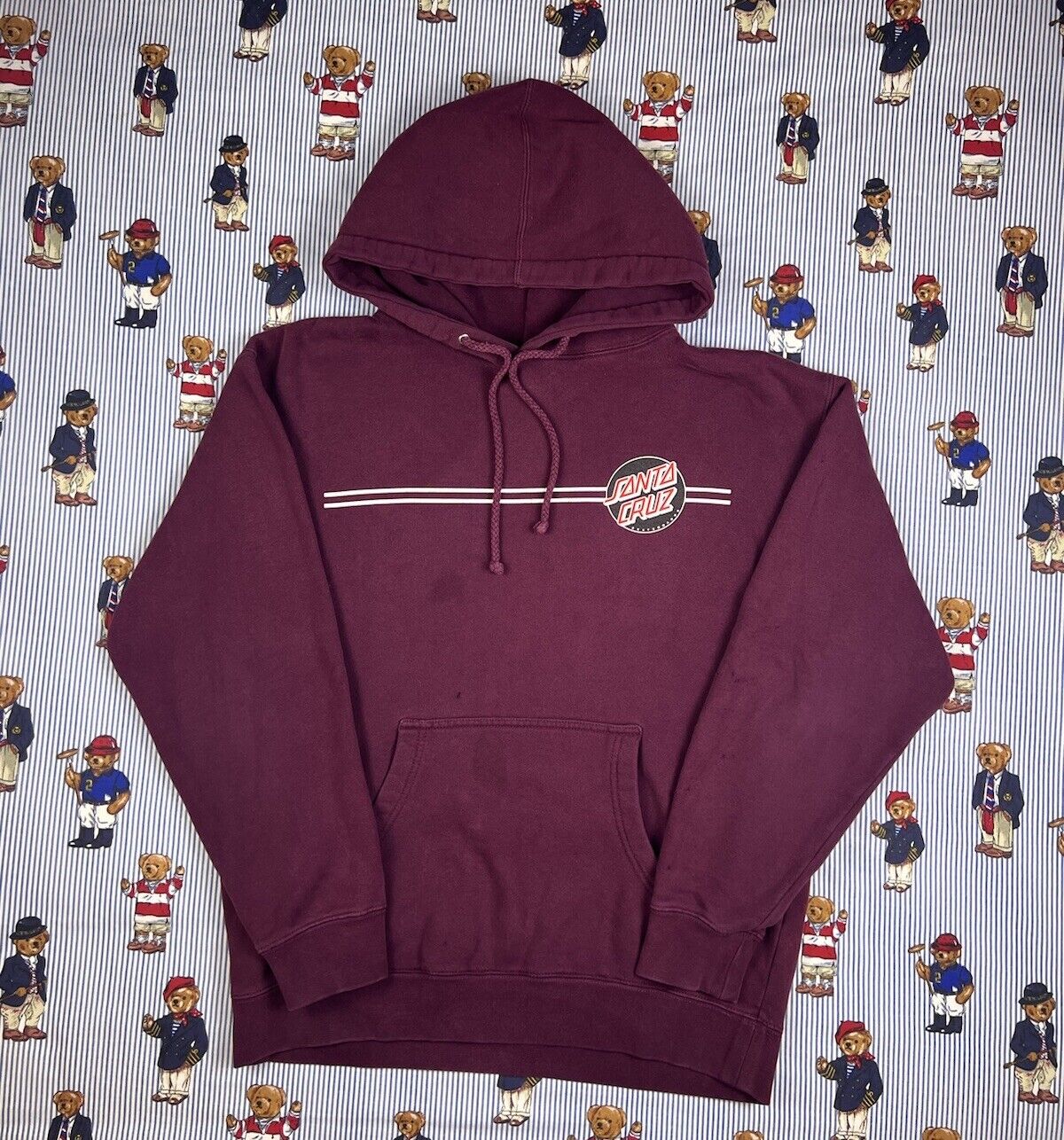 Vintage Y2K Santa Cruz Skate Maroon Burgundy Pull… - image 2