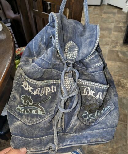 Kiss Karen Backpack Denim Jean Style Embroidered T