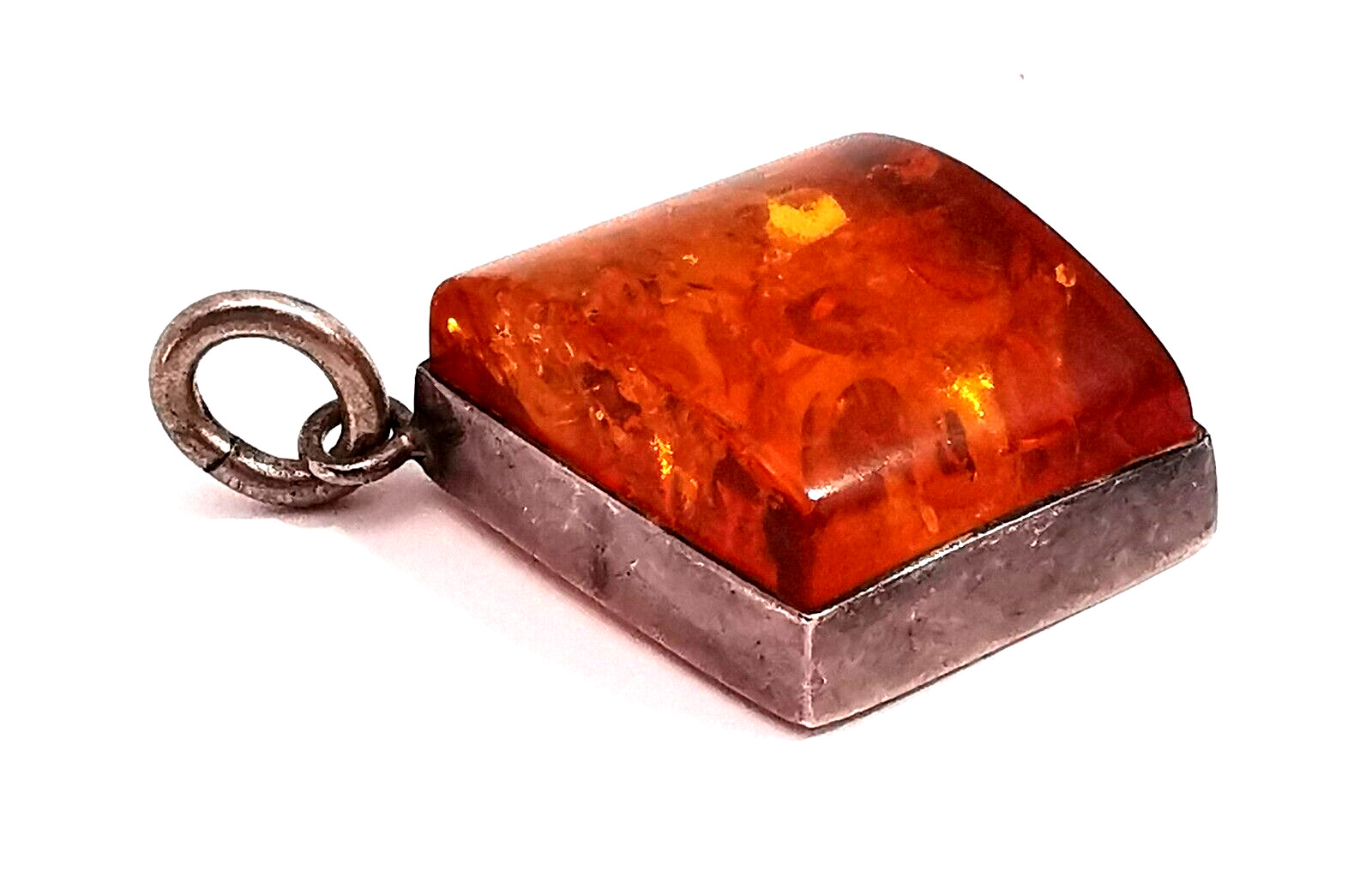 Baltic Amber Pendant Vintage Modernist Sterling S… - image 6