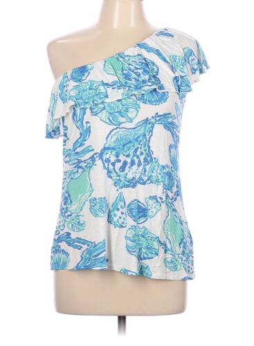 Lilly Pulitzer Blue and White One Shoulder Tropic… - image 1