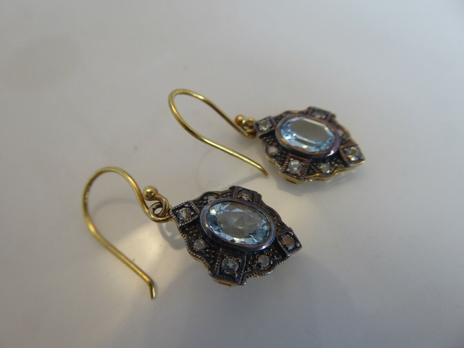 VINTAGE 9CT GOLD AND SILVER SET DIAMOND & BLUE TO… - image 6