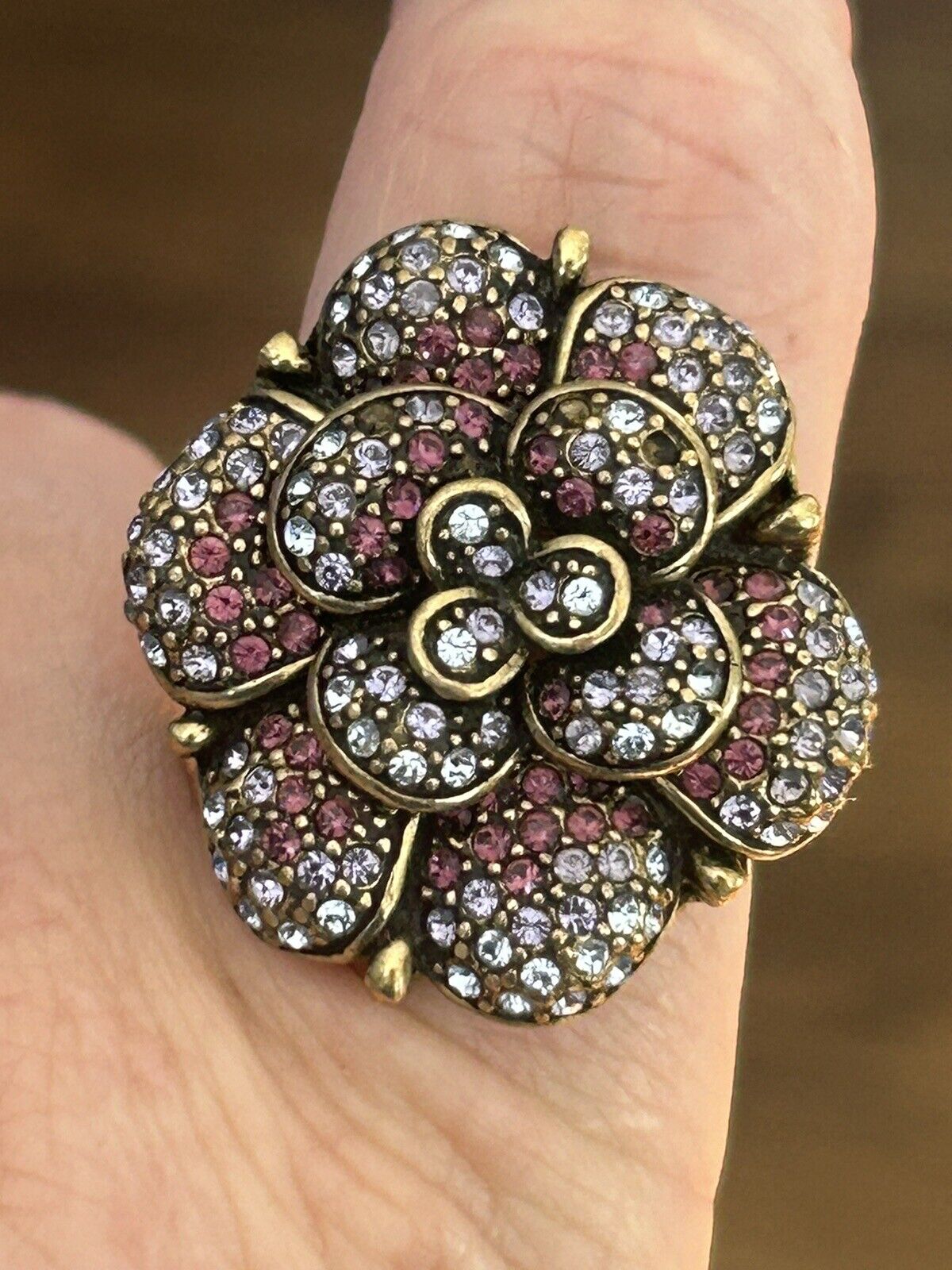 HEIDI DAUS PURPLE SWAROVSKI CRYSTAL FLOWER RING - image 7