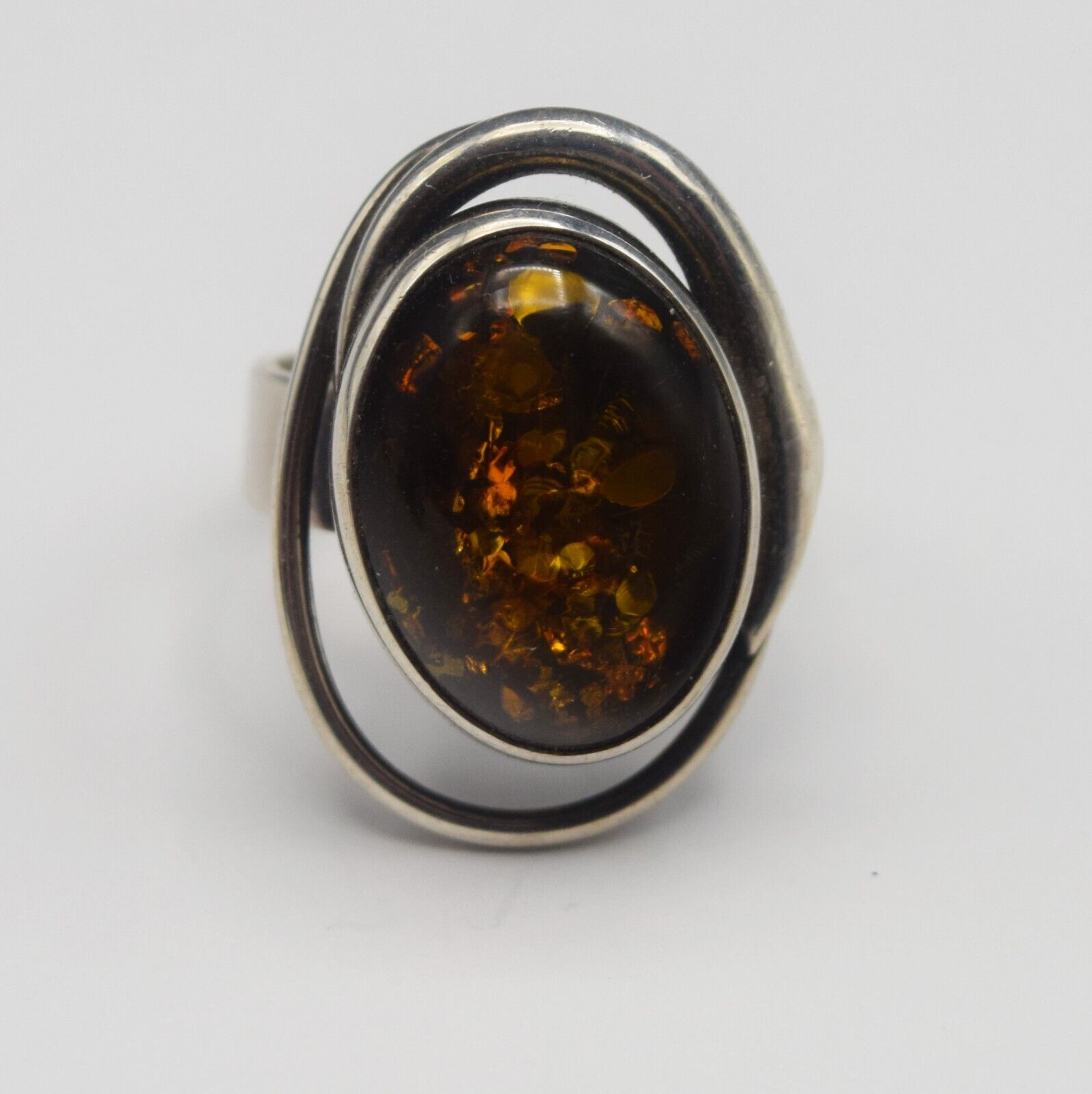 BALTIC AMBER STERLING SILVER MODERN RING SIZE 8 C… - image 4