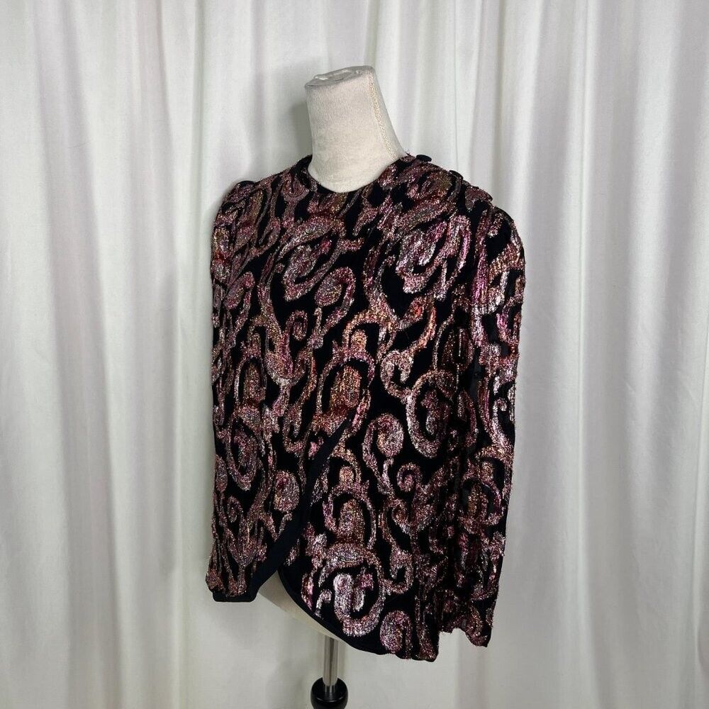 Patra Vintage 1980s Metallic Paisley Wrap Blouse … - image 5