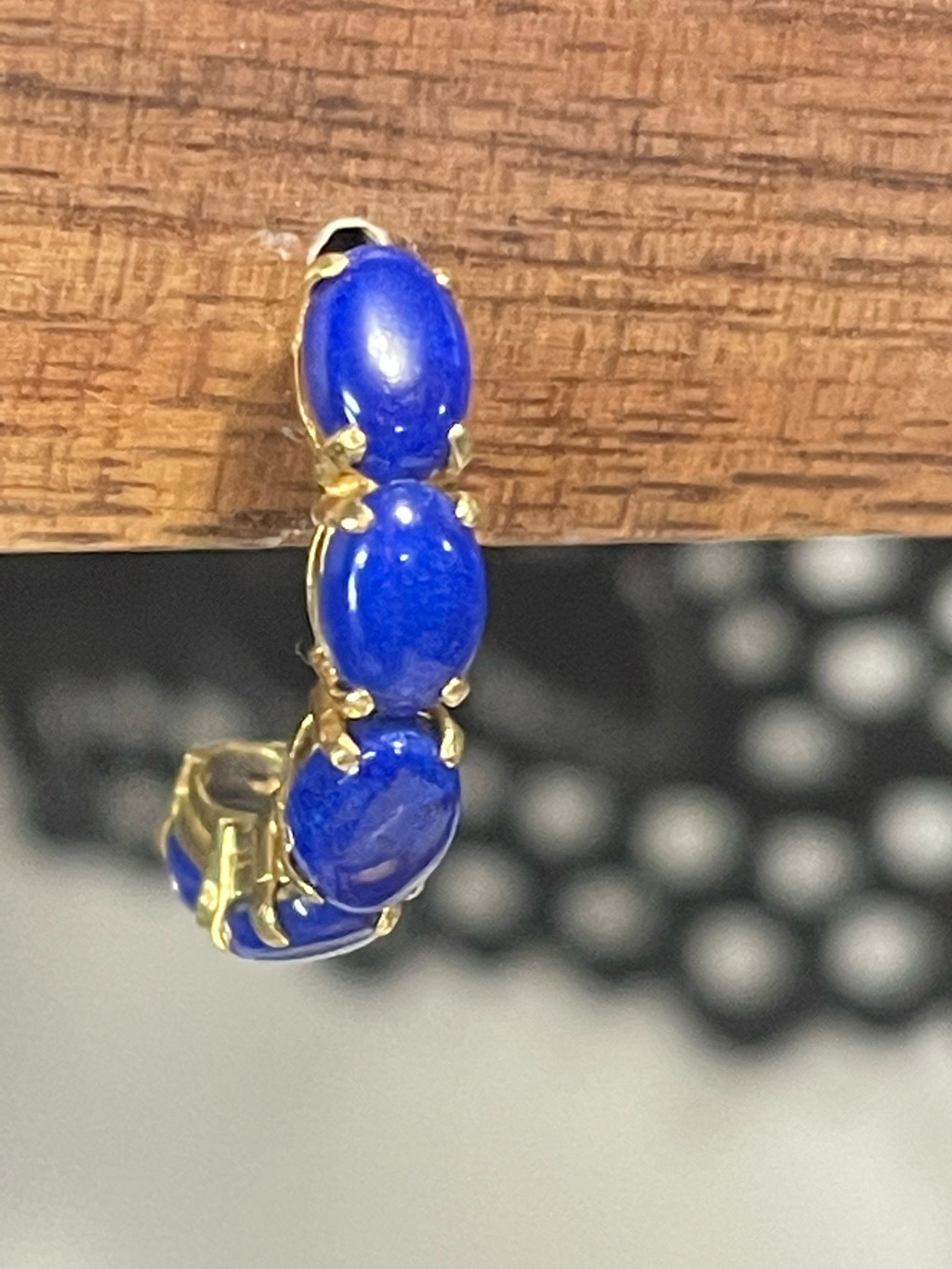 14k yellow gold blue lapis earrings - image 5