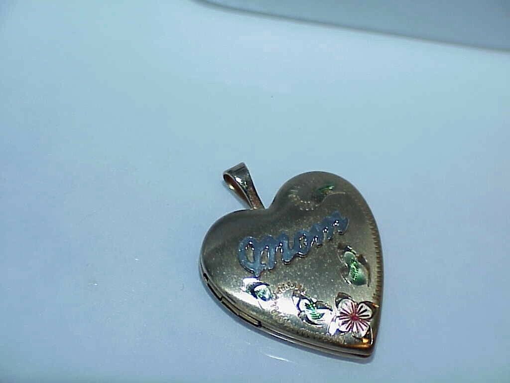 VINTAGE MOM HEART LOCKET 14K GOLD FILLED RAISED S… - image 6