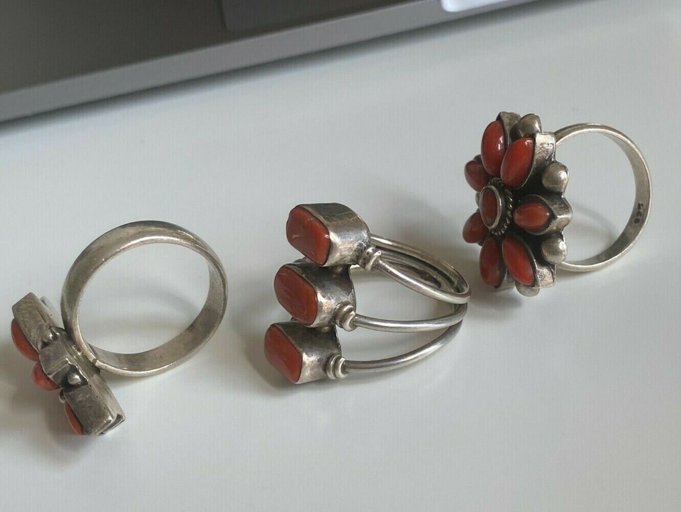 Women's 3 Rings Silver and Coral Tibetan, Nepal, … - image 4