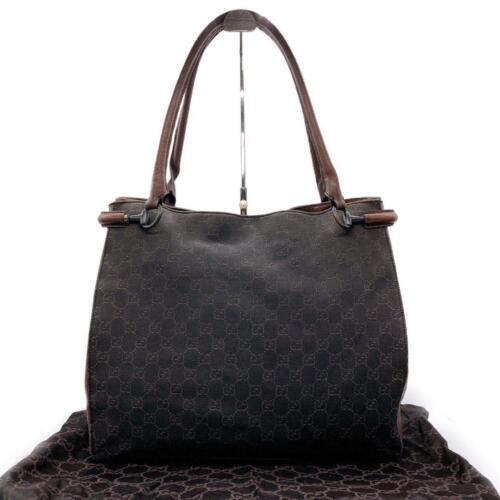 Gucci GG Canvas Tote Bag GG Capacity Brown Nylon … - image 1