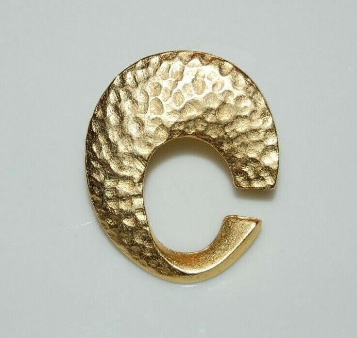 ELEGANT VTG 1980'S COUTURE OVAL GOLDEN HAMMERED B… - image 4