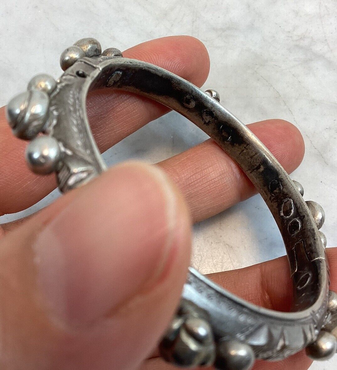 Antique Vintage Morocco Silver Mizam Bangle Brace… - image 12