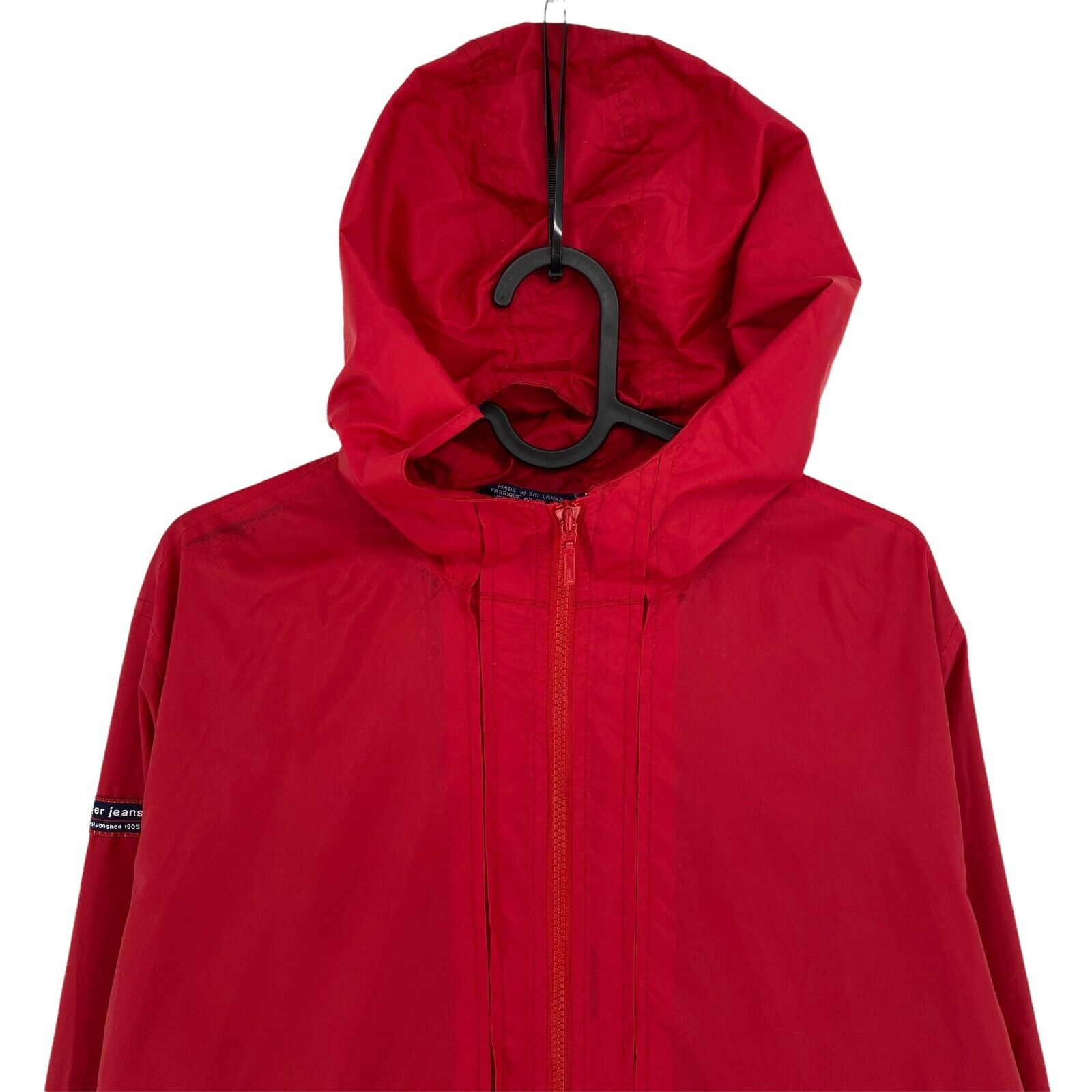 TOMMY HILFIGER JEANS Vintage Red Hooded Jacket Si… - image 2