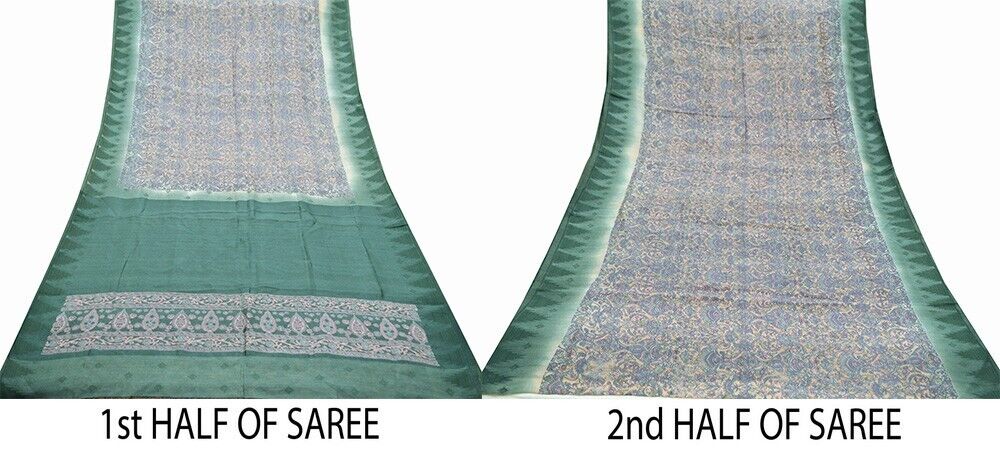 Indian Vintage Sari Peach & Gray Saree Pure Silk … - image 17