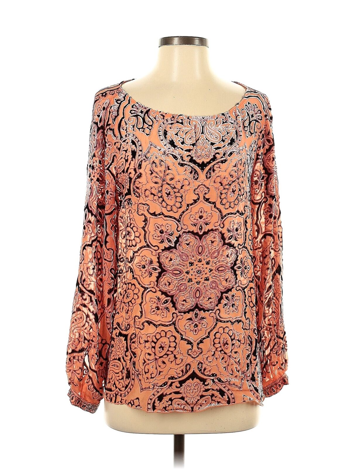 Hale Bob Women Orange Long Sleeve Blouse S - image 1