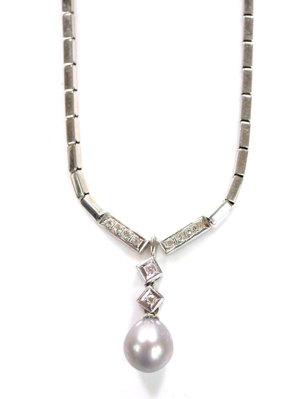 Elegant Necklace - With Diamonds + Drop Shaped Be… - image 4