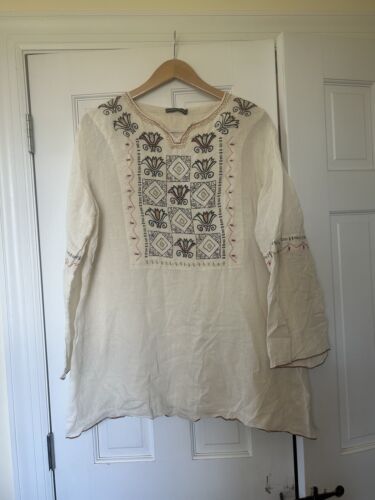 Gudrun Sjoden Linen Cotton Blend Embroidered Blou… - image 1