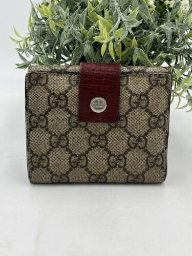 Gucci Brown Gg Monogram Bordeaux Bifold Coin Pock… - image 1