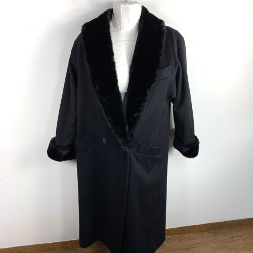 Vtg Steve By Searle Women Coat Sz 12 Black Long B… - image 1