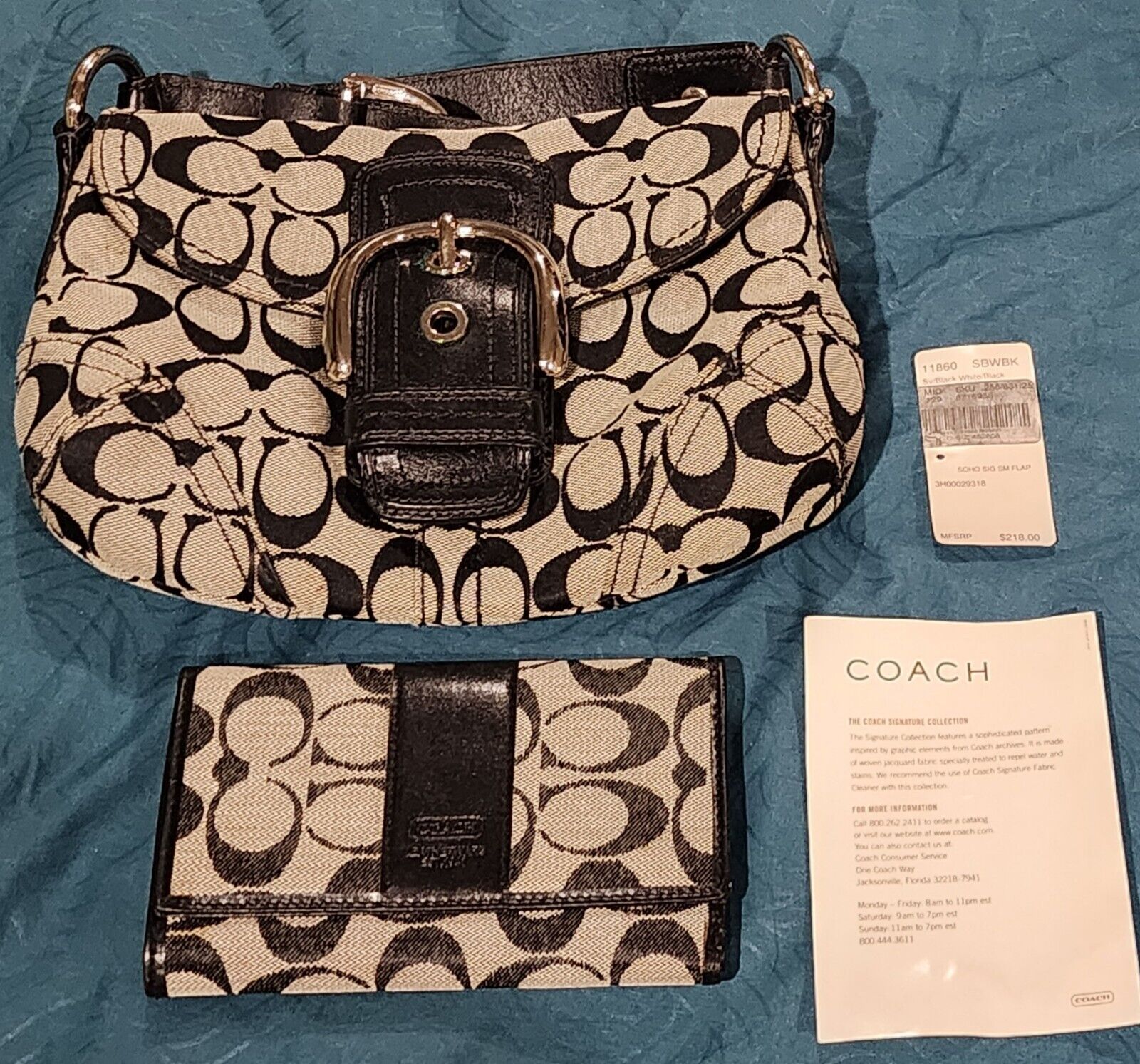 COACH signature SOHO black & White Small Flap Wom… - image 1