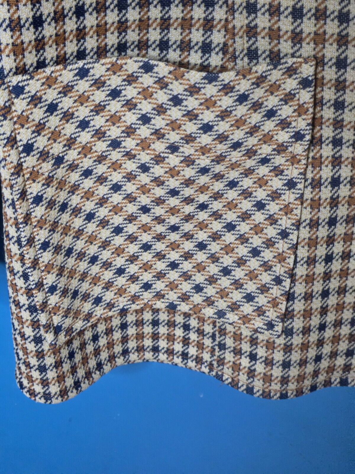 Vintage 60s 70s Sears Men's Houndstooth Plaid Bla… - image 4