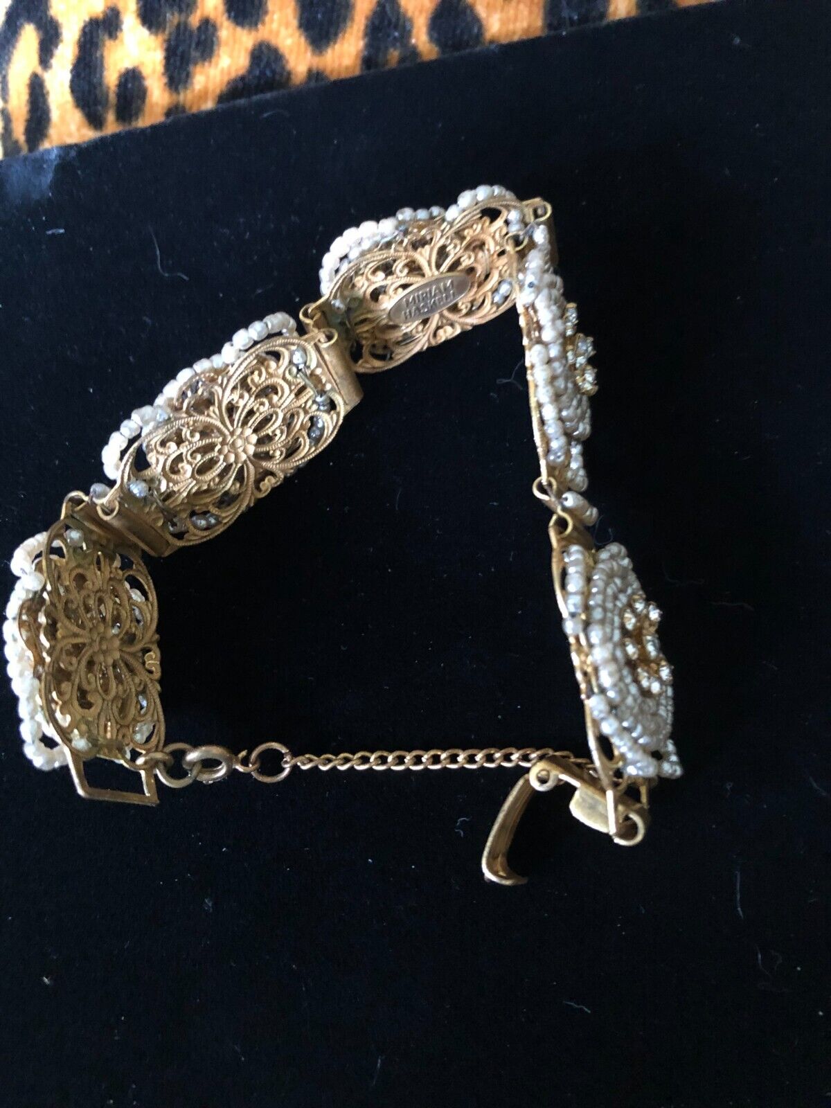 VTG MIRIAM HASKELL Gold Guilt Bracelet. Faux Diam… - image 6