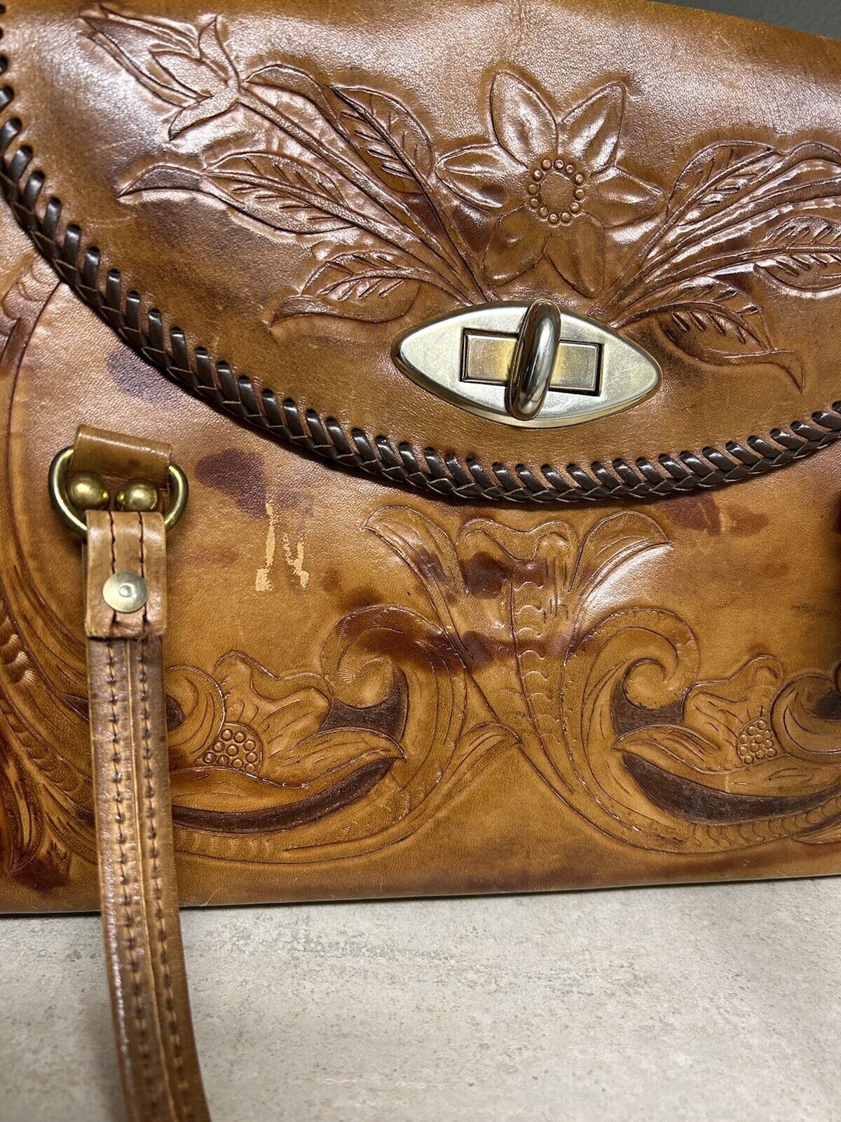 Unique leather Clasp Brown Western Purse - image 4