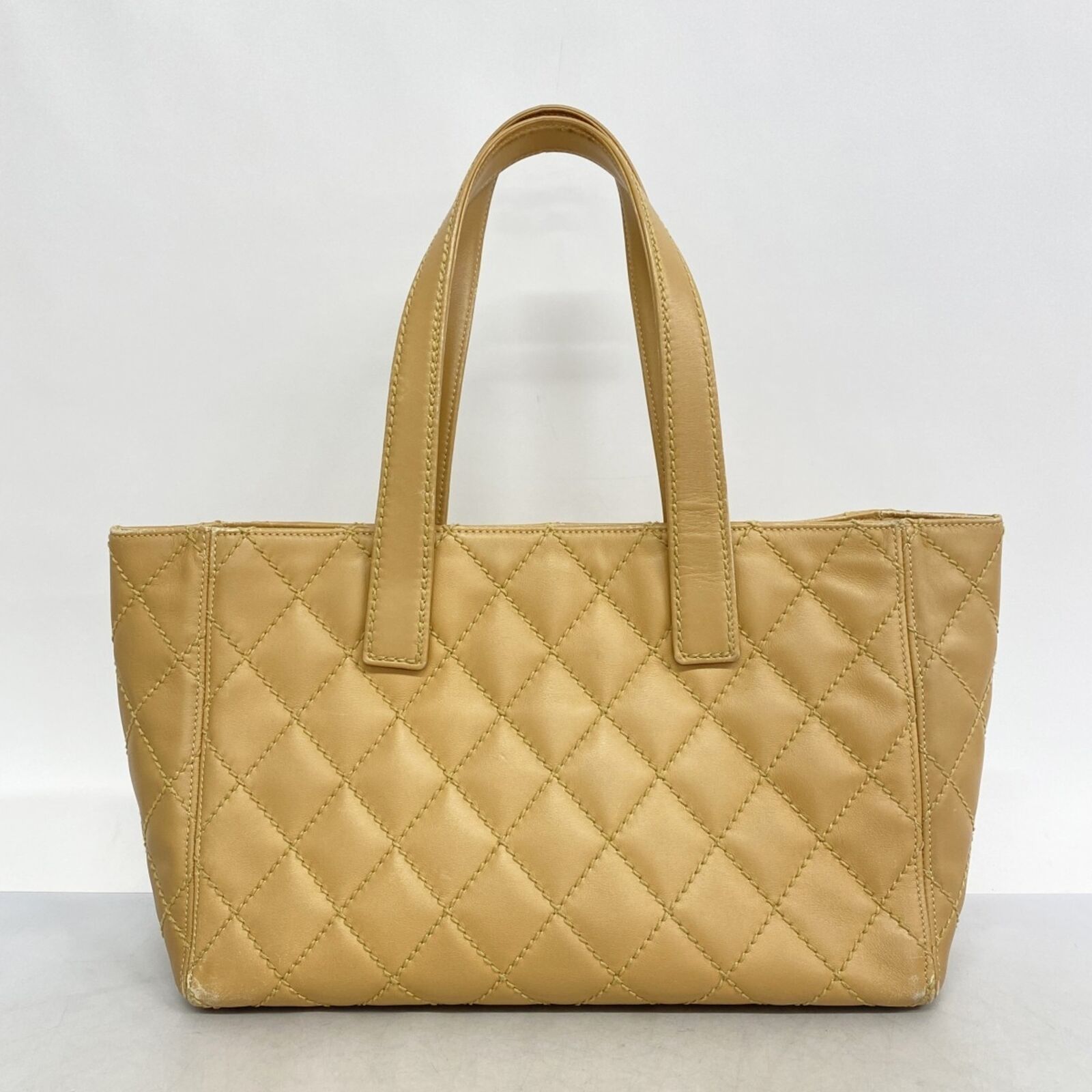 Chanel Tote Bag Wild Stitch Leather Beige Women's… - image 15