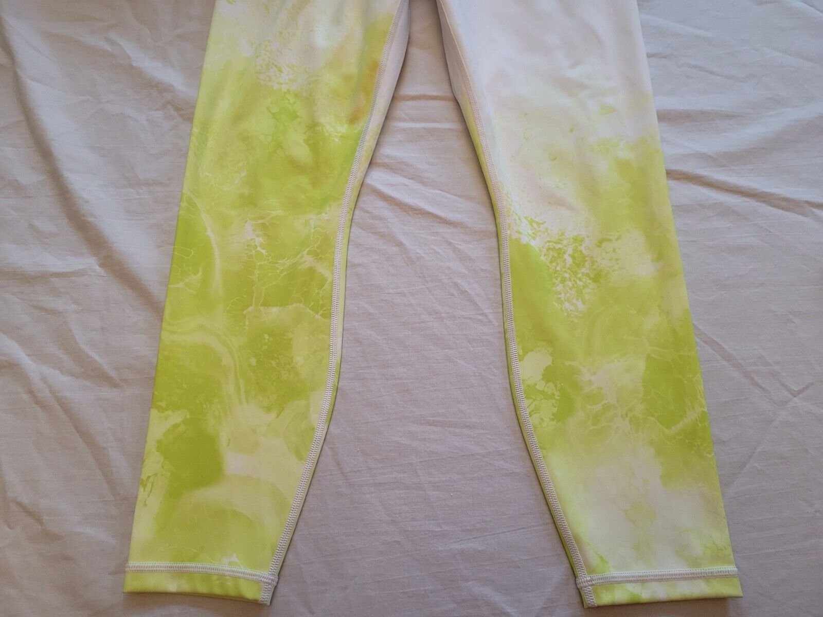 Athleta Leggings White With Green/Yellow Neon Pri… - image 9