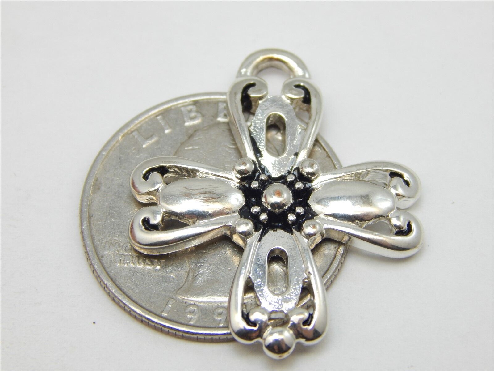 STERLING SILVER 925 DESIGNER BEAD CENTER CROSS PE… - image 8