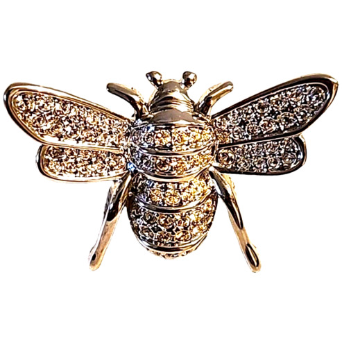 Swarovski Crystal Bumble Bee Pin Brooch Signed Sil