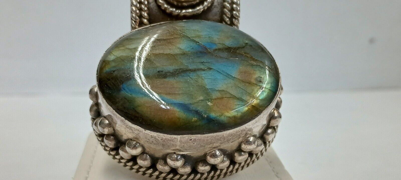 Vintage Labradorite and Sterling Silver Slider Pe… - image 2