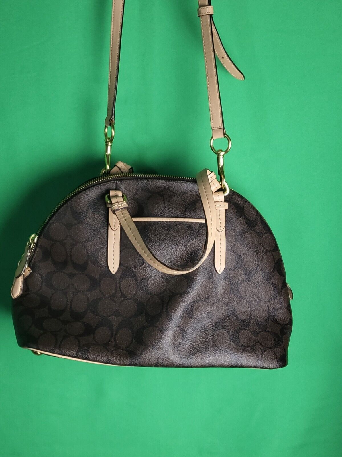 COACH Peyton Signature Cora Domed Satchel Handbag… - image 3