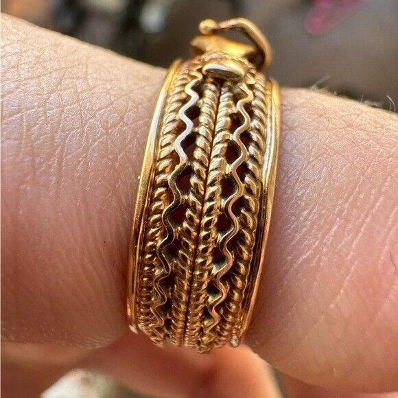 Antique Victorian 1880's solid 10k gold Fede gimm… - image 12