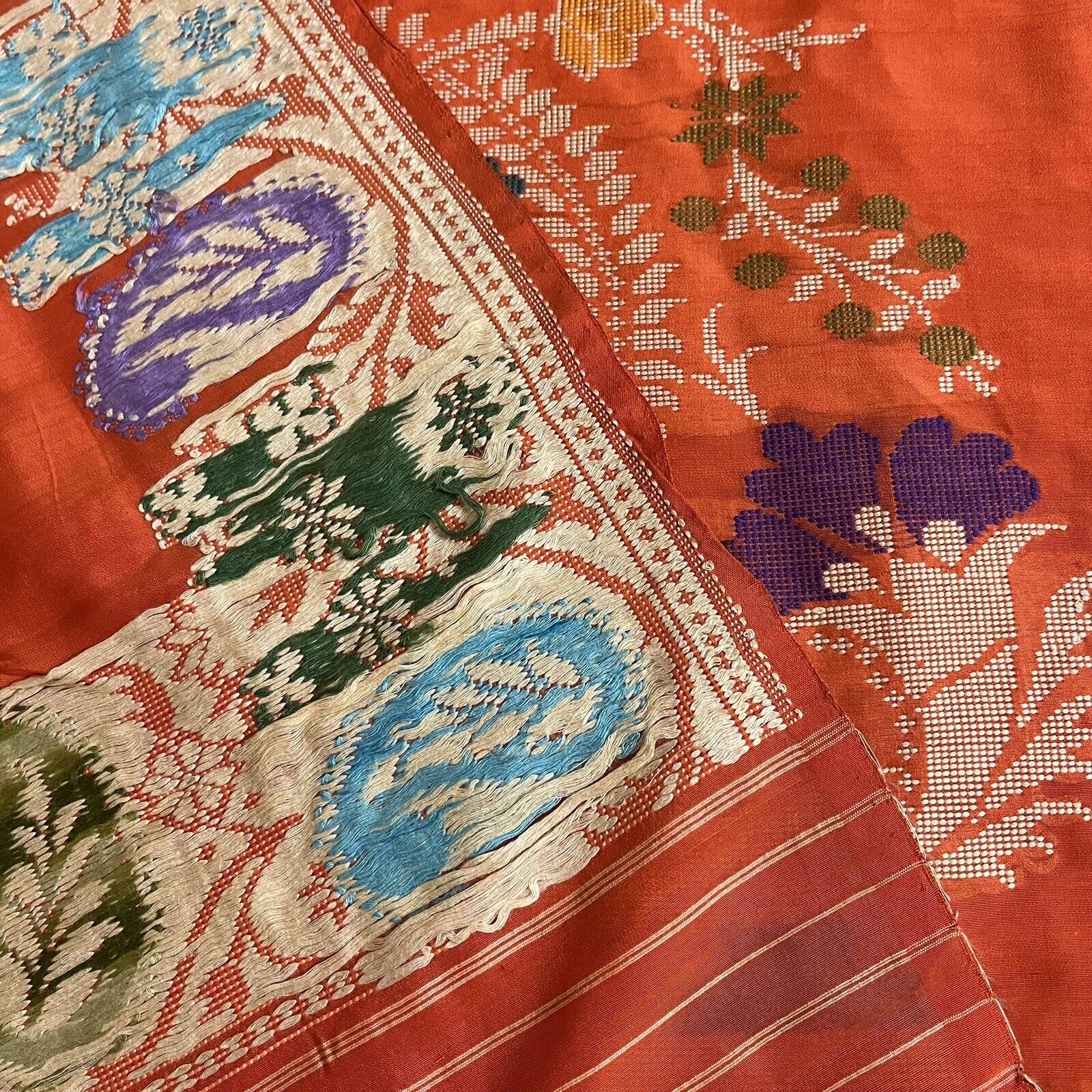 Vintage Silk Saree Indian Silk Sari Woven Embeoid… - image 11