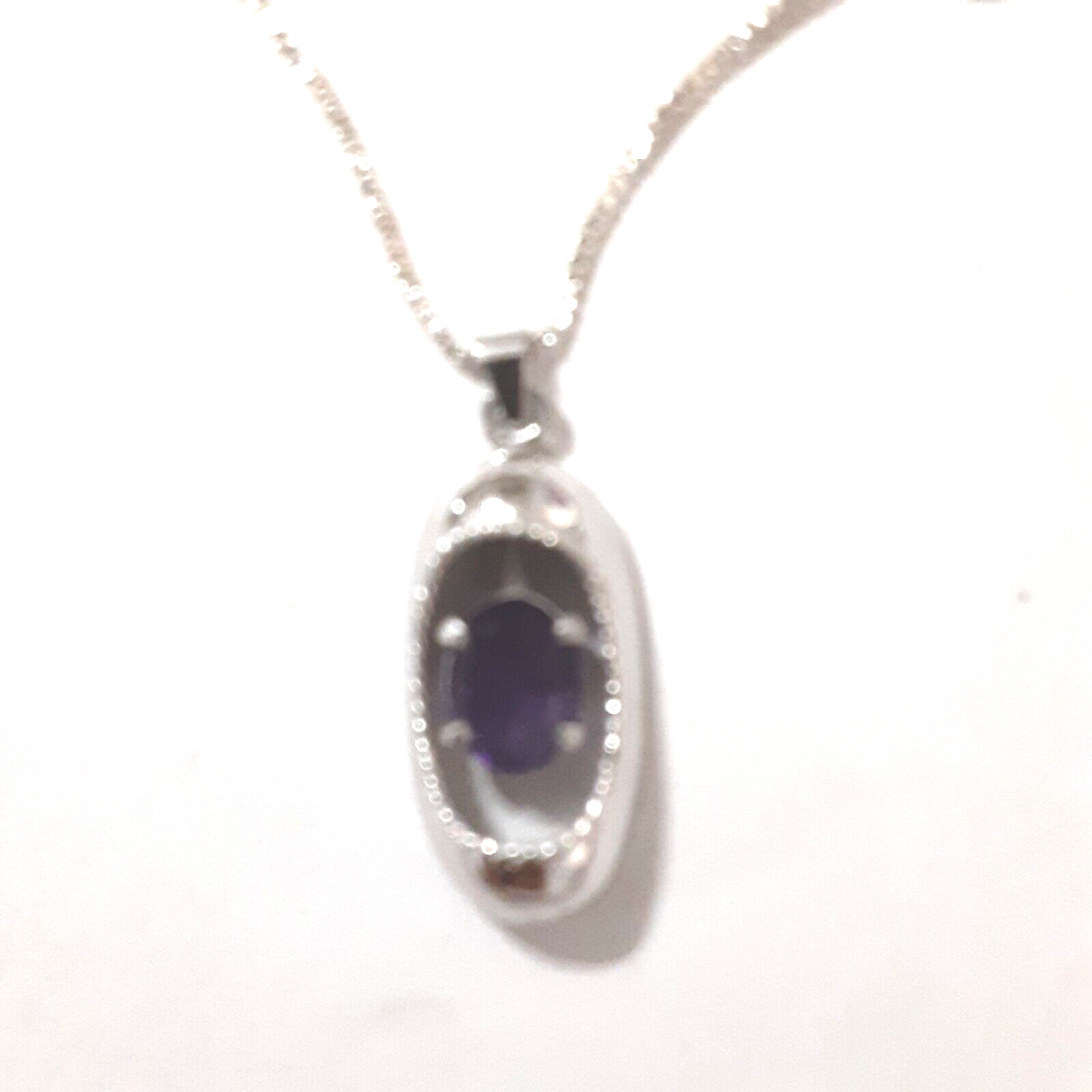 Vtg Purple Amethyst Pendant 925 Sterling Silver N… - image 7